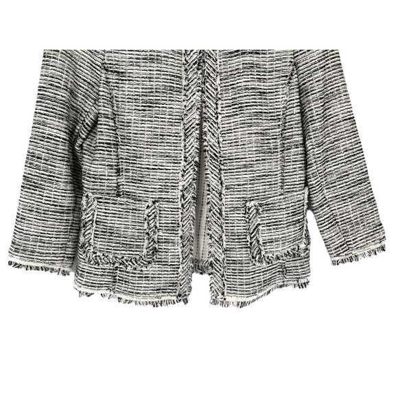 REBECCA TAYLOR  BOUCLE TWEED BLACK AND WHITE JACKET - Picture 4 of 9